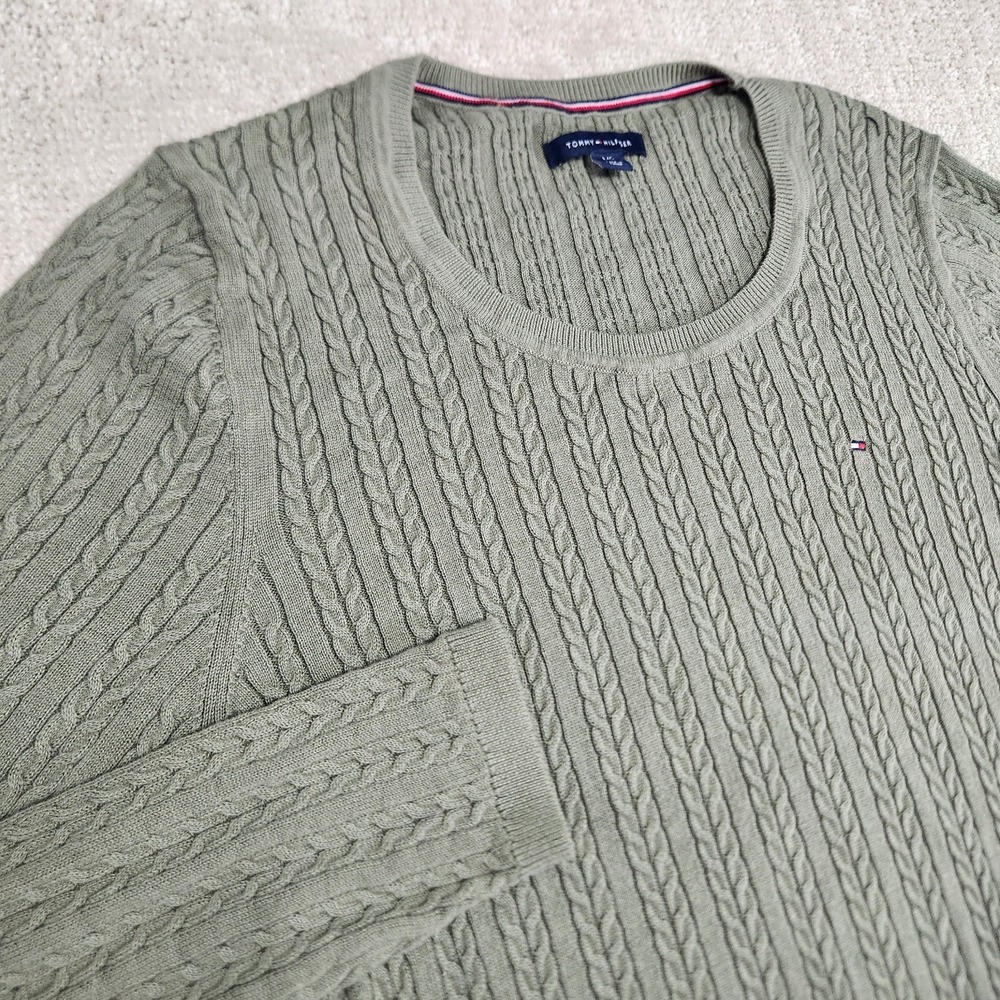 Vintage Tommy Hilfiger Sweater Women Large‎ Cable Knit  Chunky Tennis Preppy Y2K